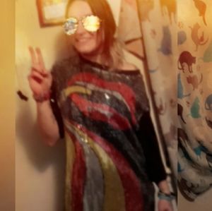 Sequin shining lip dress black 4xl